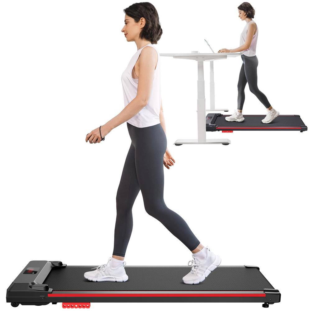 UREVO Walking Pad, Under Desk Treadmill, Portable Treadmills for Home/Office, Walking Pad Treadmill with Remote Control and LED 