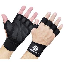 Fit Active Sports Weight Lifting Workout Gloves with Built-in Wrist Wraps for Men and Women - Great for Gym Fitness, Cross Train