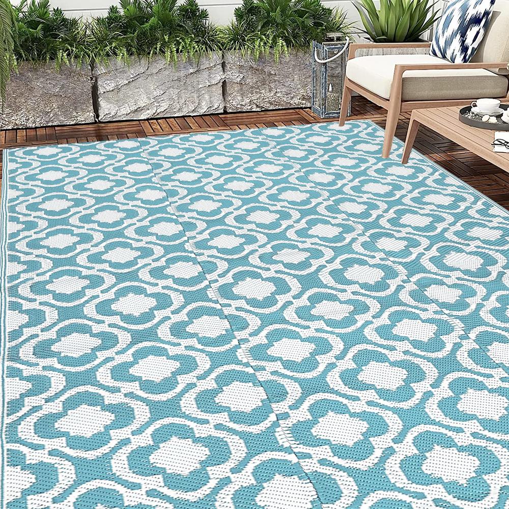 HEBE Outdoor Rug 4'x6' Waterproof Plastic Straw Reversible Patio RV Camping Tent Mat Clearance Outside Doormat Area Rug ,Backyar