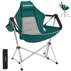 KingCamp Hammock Camping Chair, Aluminum Alloy Adjustable Back Swinging Folding Rocking Chair with Pillow & Cup Holder for Outdo