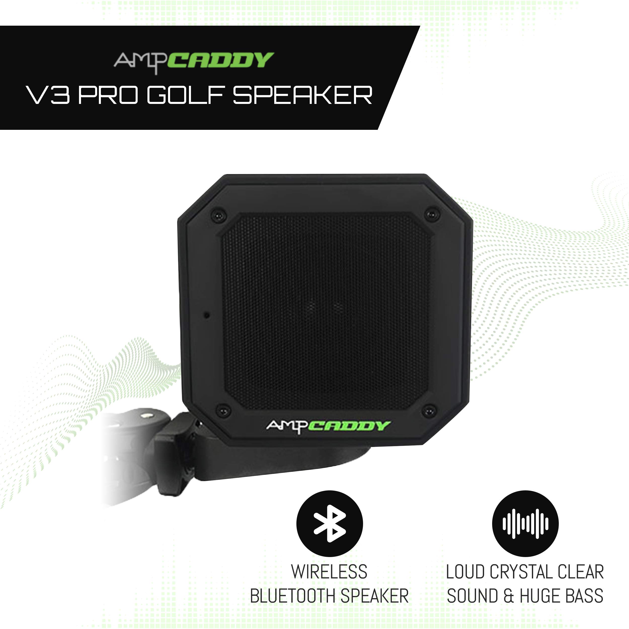 Ampcaddy Golf Bluetooth Speaker with Mount, Version 3 Pro Bluetooth Speaker and Mount with Loud Stereo Sound and Bass Boost, 20-