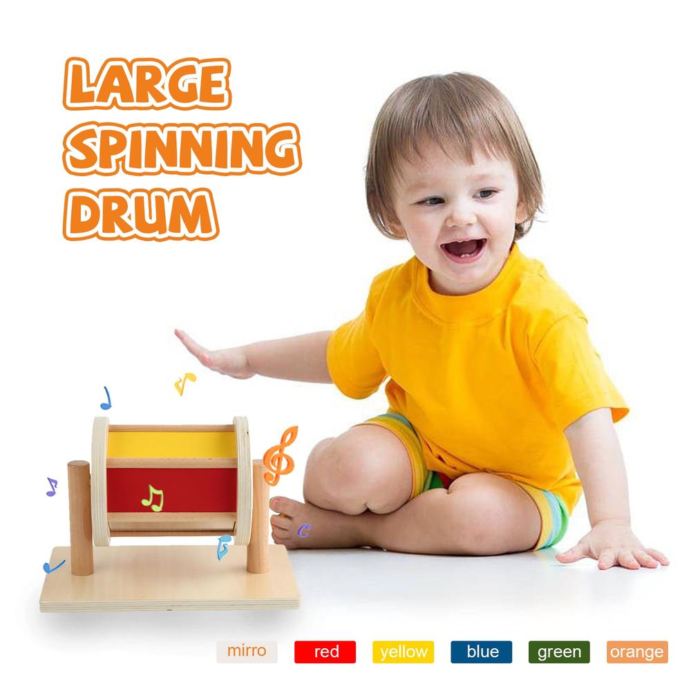 Adena Montessori Full-Size Spinning Drum Montessori Toys for Infant 6 - 12 Months 1 Year Old Babies Toddlers (Typical)