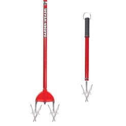 Garden Weasel 2-in-1 Rotary Cultivator 91206 - Garden Tiller with Detachable Tines - Manual Hand Ground Tiller - Weather and Rus