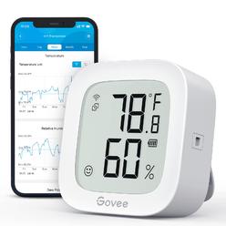 Govee WiFi Thermometer Hygrometer H5103, Indoor Bluetooth Temperature Humidity Sensor with Electronic Ink Display, App Notificat