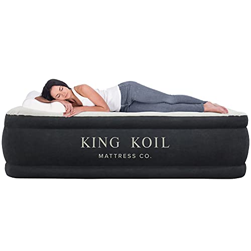 King Koil Luxury Twin Air Mattress with Built-in High Speed Pump for Camping, Home & Guests - 20” Twin Size Airbed Luxury Inflat