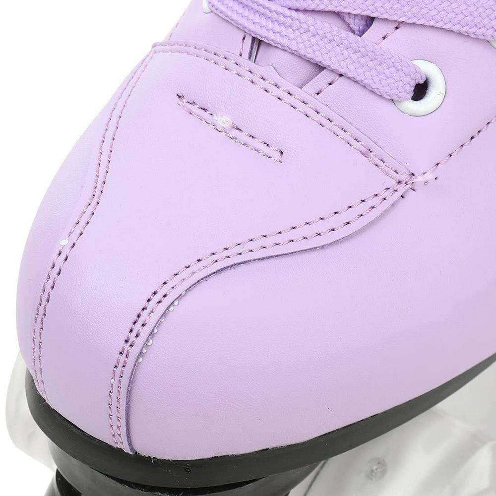 Risup Women and Men Cowhide High-Top Shoes Classic Double-Row Four-Wheel Roller Skates for Men Girls Unisex (Purple Flash,42=US: