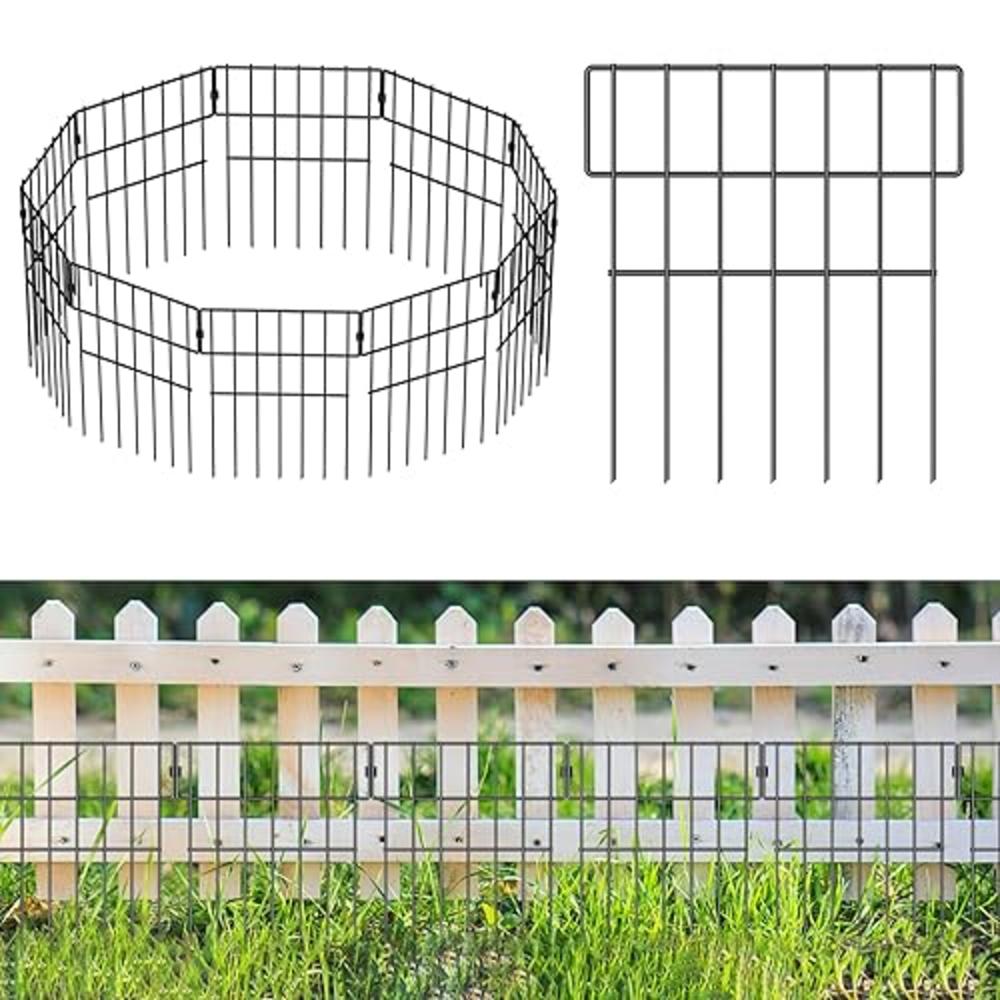 jinligogo 10 Panels Animal Barrier Fence, 10.8 Ft(L) X 17 in(H) No Dig Garden Decorative Fence Rustproof Garden Fence Border for Dog Rabbi