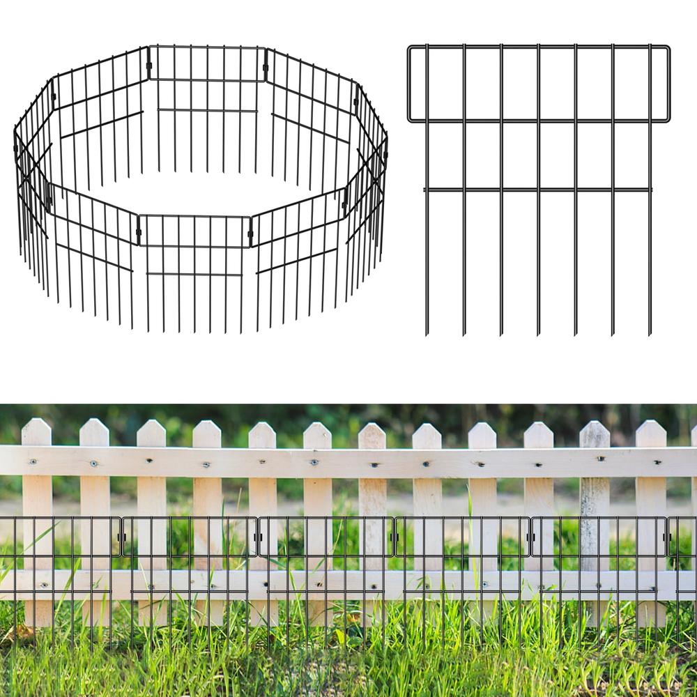 jinligogo 10 Panels Animal Barrier Fence, 10.8 Ft(L) X 17 in(H) No Dig Garden Decorative Fence Rustproof Garden Fence Border for Dog Rabbi