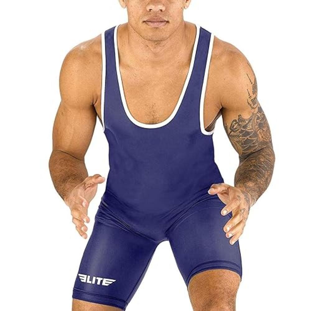 Elite Sports Men’s wrestling singlets, Standard Singlet for Men Wrestling Uniform (Navy, Medium)