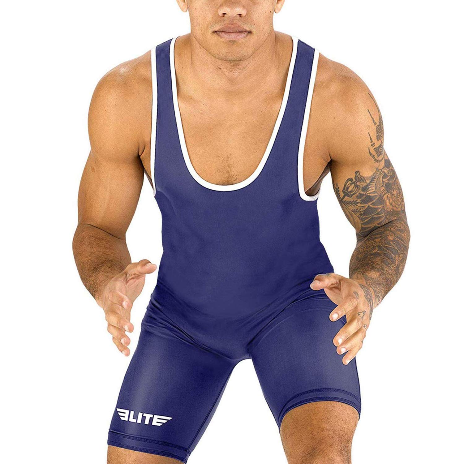 Elite Sports Men’s wrestling singlets, Standard Singlet for Men Wrestling Uniform (Navy, X-Large)
