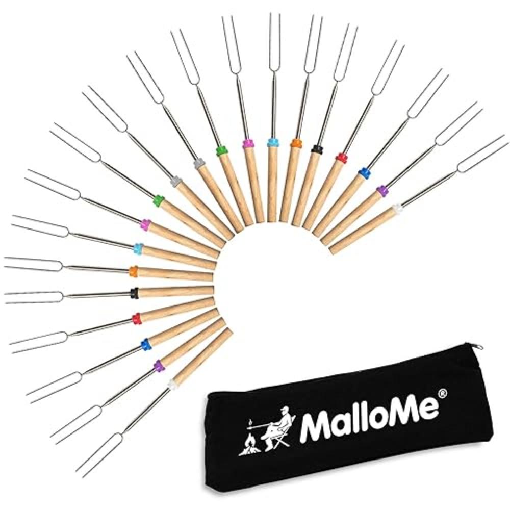MalloMe Marshmallow Roasting Sticks - Smores Skewers for Fire Pit Kit - Hot Dog Camping Accessories Campfire Marshmellow 32 Inch