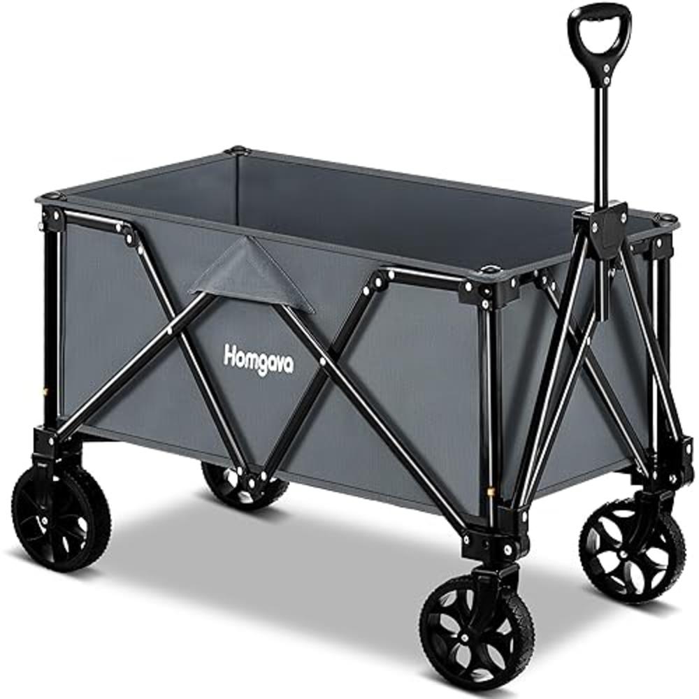 Homgava Collapsible Folding Wagon Cart, Portable Large Capacity Camping Wagon, All Terrain Foldable Wagon, Heavy Duty Utility Wa