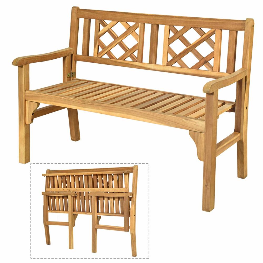 Bench Outside Store Giantex Outdoor Bench, Patio Wooden Bench, 4 Ft Foldable Acacia Wood ...