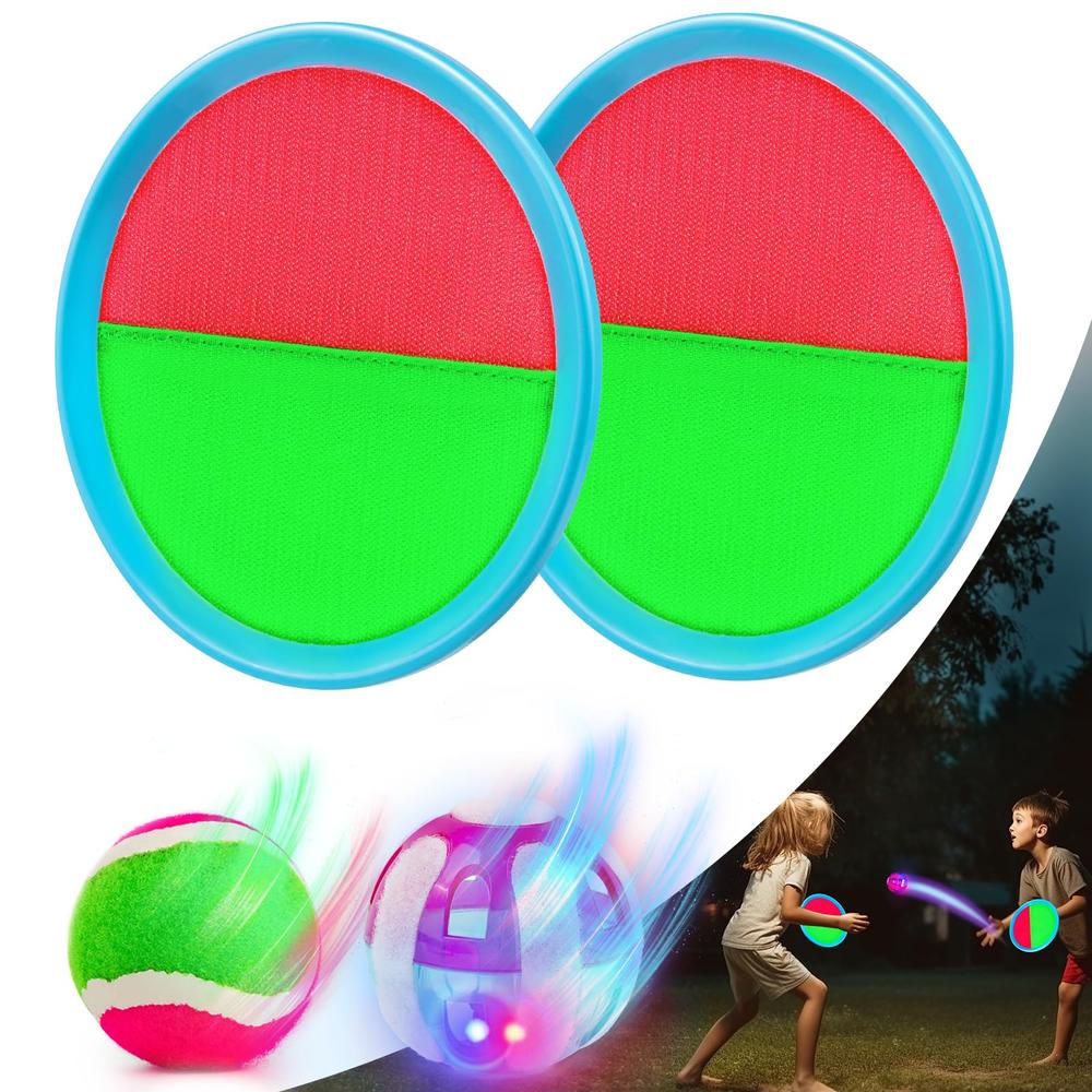 Qrooper Kids Toys - Glow in The Dark Outdoor Games, Toss and Catch Ball Set with Light Up Ball, Outdoor Toys for Kids Ages 4-8,