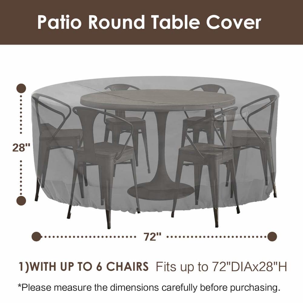 Vailge Round Patio Furniture Covers, 100% Waterproof Outdoor Table Chair Set Covers, Anti-Fading Cover for Outdoor Furniture Set