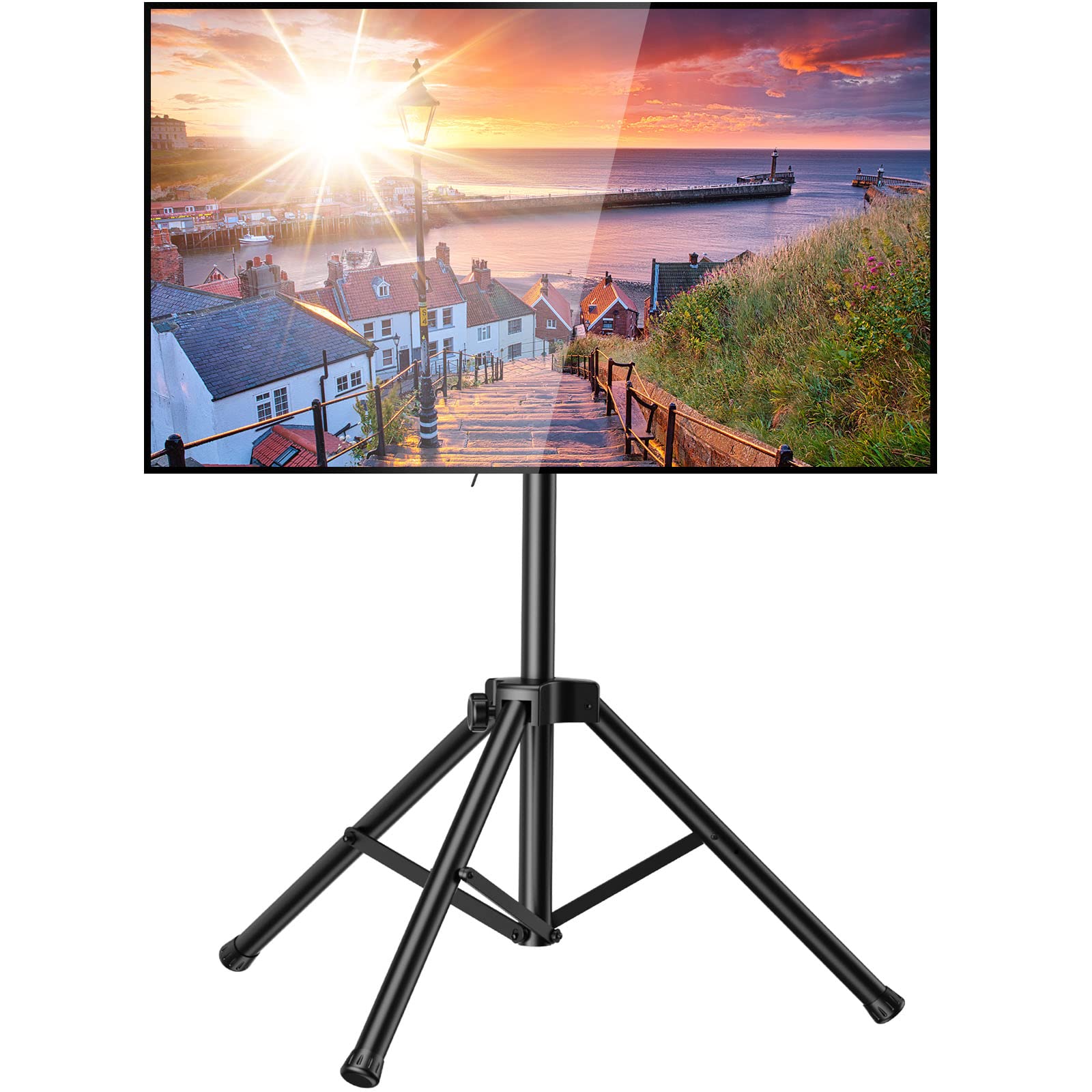 PERLESMITH Tripod TV Stand -Portable TV Stand for 37-80 Inch LED LCD OLED Flat Screen TVs-Height Adjustable Display Floor TV Sta