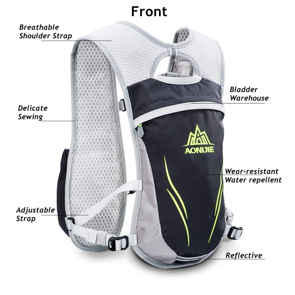 AONIJIE Running Hydration Vest Backpack for Women and Men Lightweight Trail Running Backpack 5.5L Gray