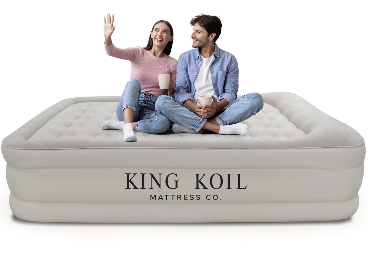 King Koil Luxury Queen Size Air Mattress with Built-in Pump, Plush