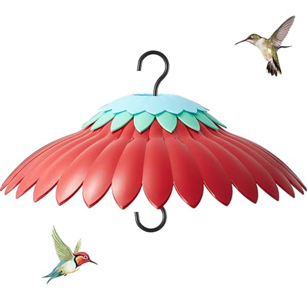 Beserie Squirrel Baffle for Hanging Bird Feeder Rain Cover for Outside Weather Guard Protect Feed from Sun Red Dome Attract Humm