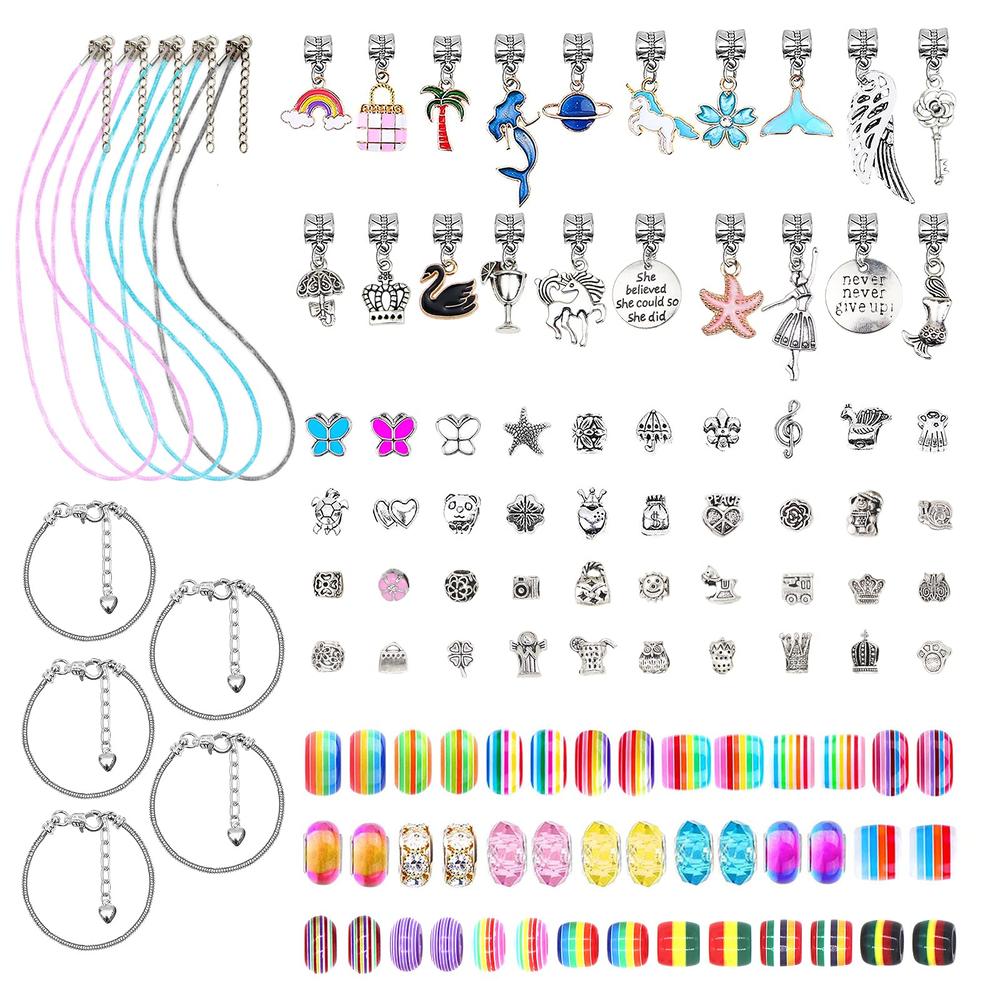 SUREHOME Jewelry Making Kit for Girls 8-12, 110Pcs Charm Bracelet Making Kit For Girls Ages 5-7-12, Girls Jewelry Making Kit Bracelet Kit