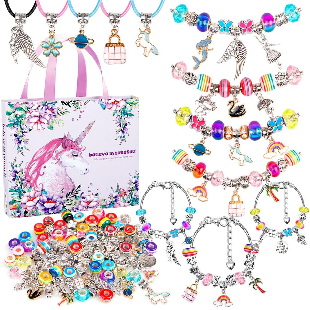 SUREHOME Jewelry Making Kit for Girls 8-12, 110Pcs Charm Bracelet Making Kit For Girls Ages 5-7-12, Girls Jewelry Making Kit Bracelet Kit