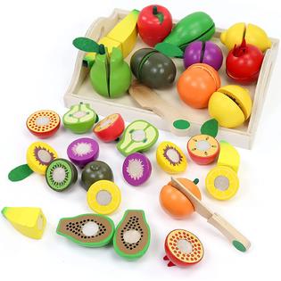 Fajiabao Wooden Play Food Sets for Toddlers Montessori Toys for