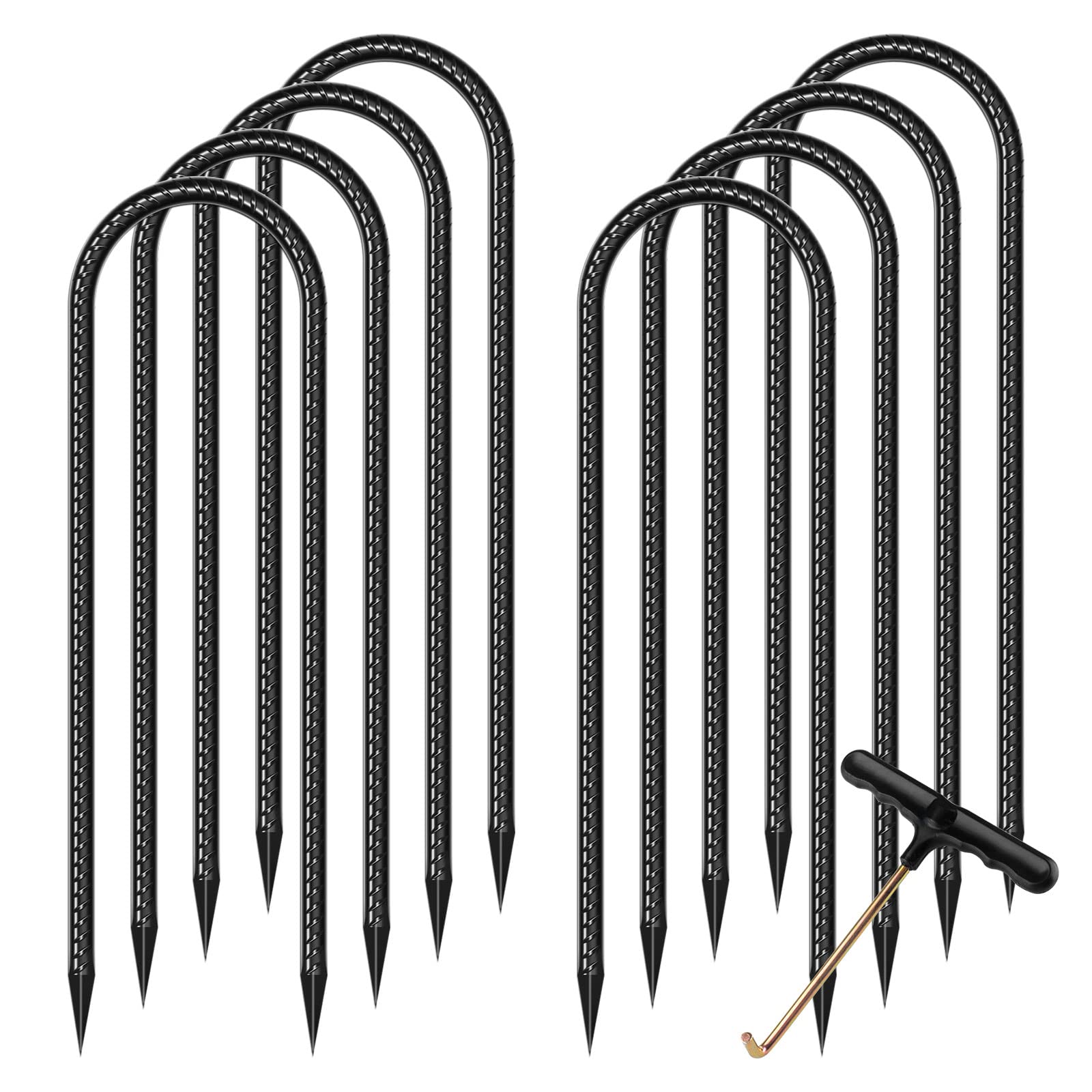 UNIPRIMEBBQ Trampoline Stakes U Shaped Anchors Heavy Duty Metal - Long Trampolines Ground Wind Stakes for Soccer Goals, Camping Tents, Garde