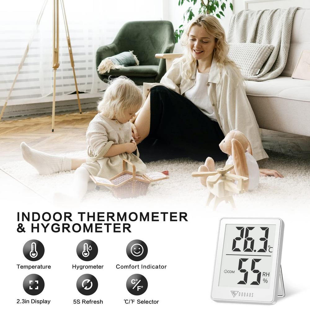 DOQAUS Indoor Thermometer [3 Packs], Humidity Gauge Room Thermometer for Home, Digital Hygrometer, Accurate Temperature Humidity
