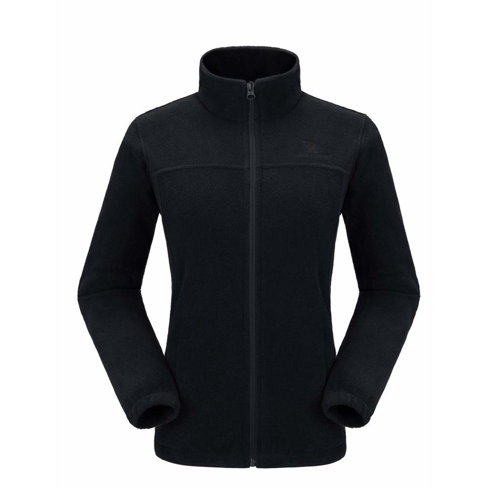 CAMEL CROWN Women Full Zip Fleece Jackets with Pockets Soft Polar Fleece Coat Jacket Sweater for Spring Outdoor New Black L