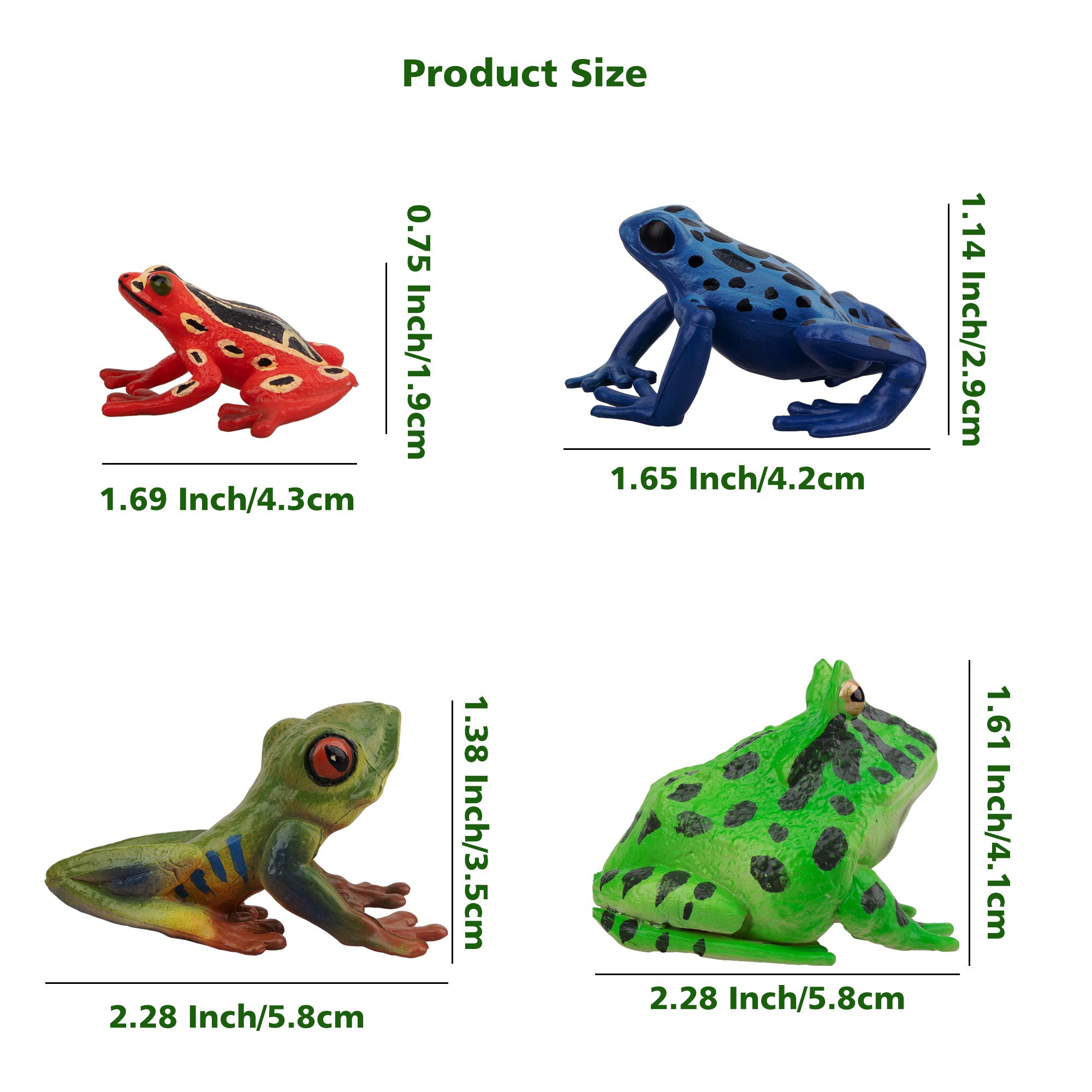Toymany 10PCS Frog Toy Figures, Plastic Rainforest Woodland Animals Toy Frogs Set with Realistic Poison Dart Frog, Cake Topper P
