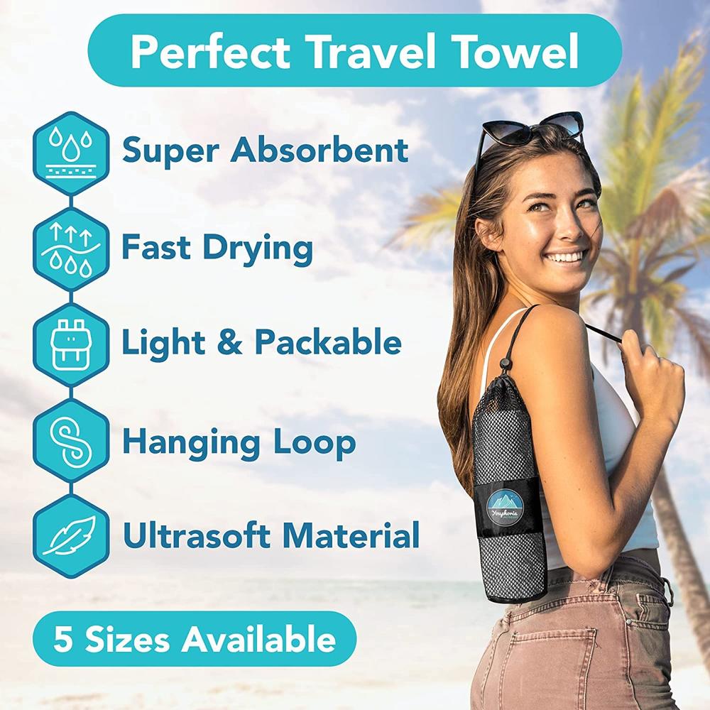 Youphoria Outdoors Youphoria Microfiber Travel Towel Fast Drying Lightweight - Quick Dry Towel for Camping, Beach, Backpacking, Hiking, & Sport