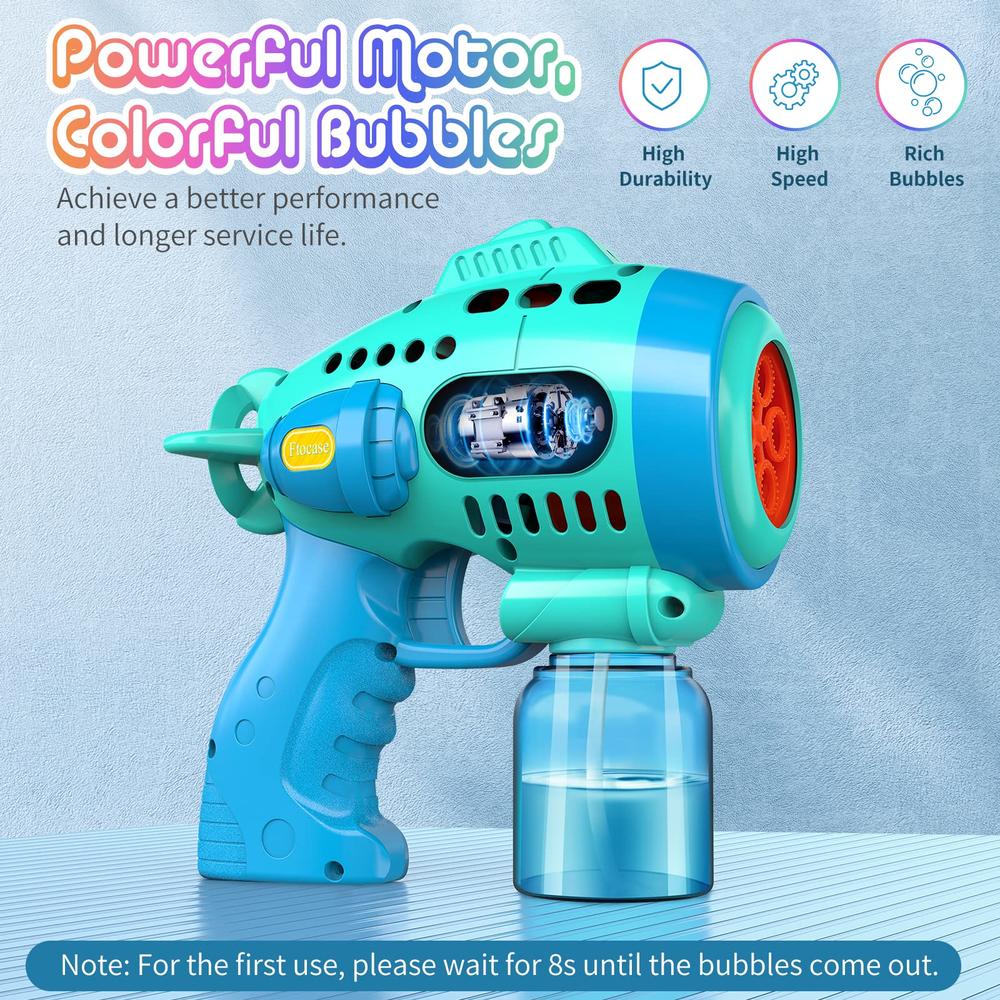 Ftocase 2 PCS Bubble Gun with 2 Pack Bubble Liquid, Bubble Machine for Toddlers with 360-Degree Leak-Proof Design, Ergonomic Gri
