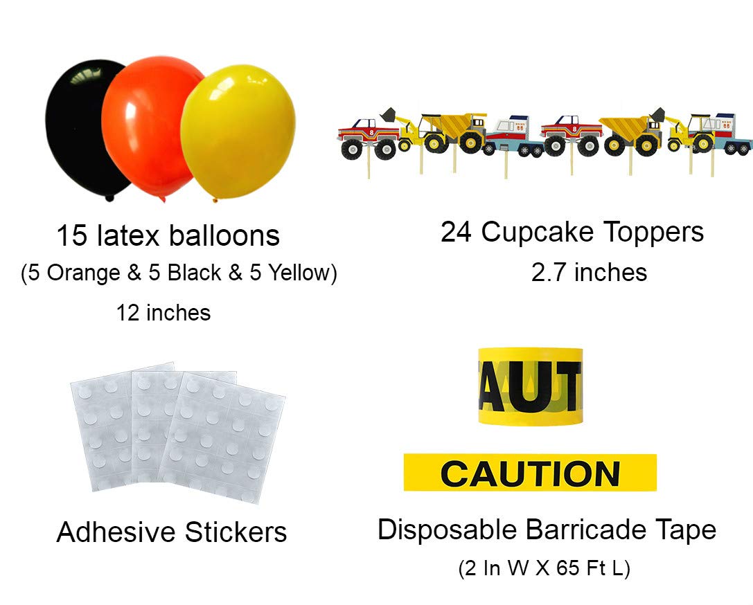 FIGEPO Construction Birthday Party Supplies Dump Truck Party Decorations Kits Set for Kids Birthday Party 51 pack