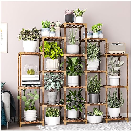 HOMKIRT 18 Tier Large Tall Plant Stand Indoor Outdoor, Plant Shelf Rack for Multiple Pots Table Holder Tower Flower Stand for Pa