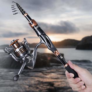 PLUSINNO Fishing Rod and Reel Combos, Bronze Warrior Toray 24-Ton Carbon  Matrix Telescopic Fishing Rod