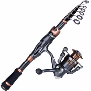 PLUSINNO Fishing Rod and Reel Combos, Bronze Warrior Toray 24-Ton Carbon  Matrix Telescopic Fishing Rod Pole, 12 +1 Shielded Bear