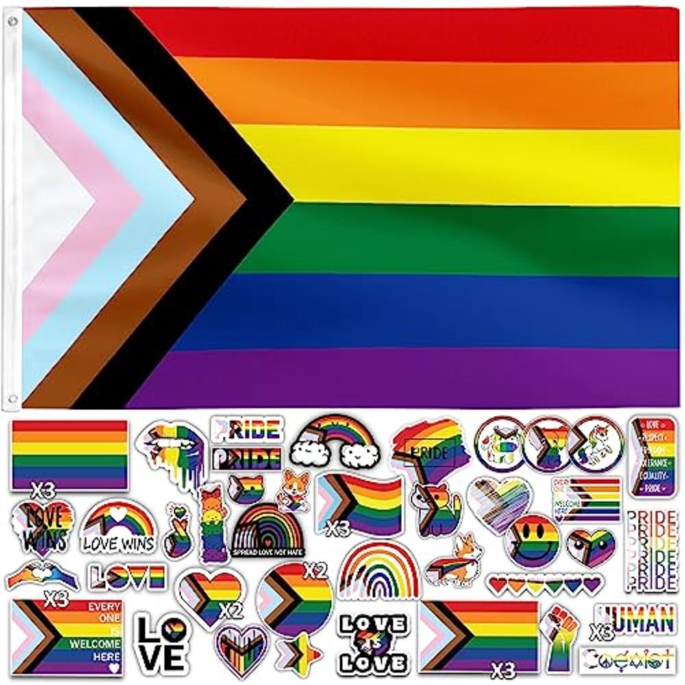 Pride Sticker Design Loveall Pride Flag and Sticker Pack - Includes 1 3x5ft Progress Pride ...