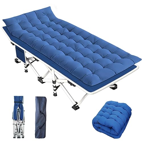 GETOVIN Cot, Camping Cot with Thick Pad,Cots for Sleeping,Camping Bed Folding Cot 450LBS(Max Load) Comfortable Double Layer Oxfo