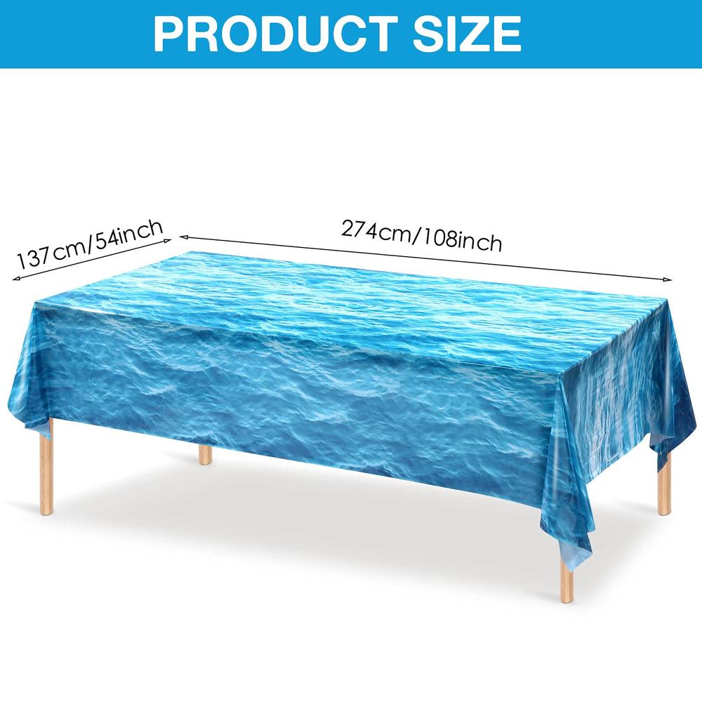 Irenare Ocean Waves Plastic Tablecloth 54 x 108 Inch Ocean Table Cover Water Print Table Cover Ocean Under The Sea Tablecloth Bl