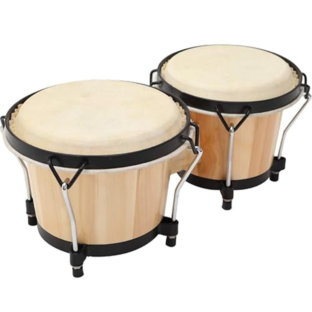 MUSICUBE Bongo Drum Set, 6” and 7” Percussion Instrument, Wooden and Metal Drum for Adult Kids Beginners Professionals with Tuni