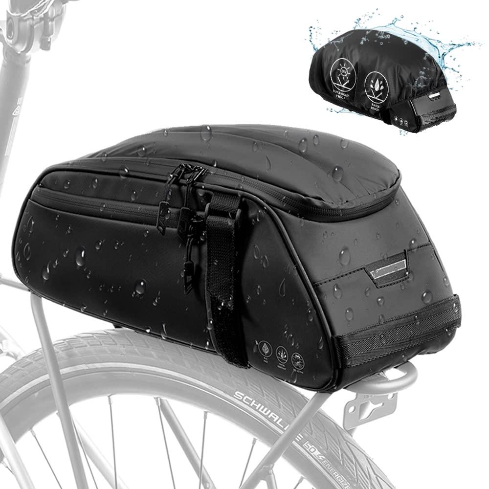 WOTOW Bike Reflective Rear Rack Bag, Water Resistant Bike Saddle Bag Panniers for Bicycles, 8L Trunk Storage Bag, Cycling Back S