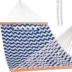 Lazy Daze Hammocks 12 FT Double Quilted Fabric Hammock with Spreader Bars and Detachable Pillow, 2 Person Hammock for Outdoor Pa