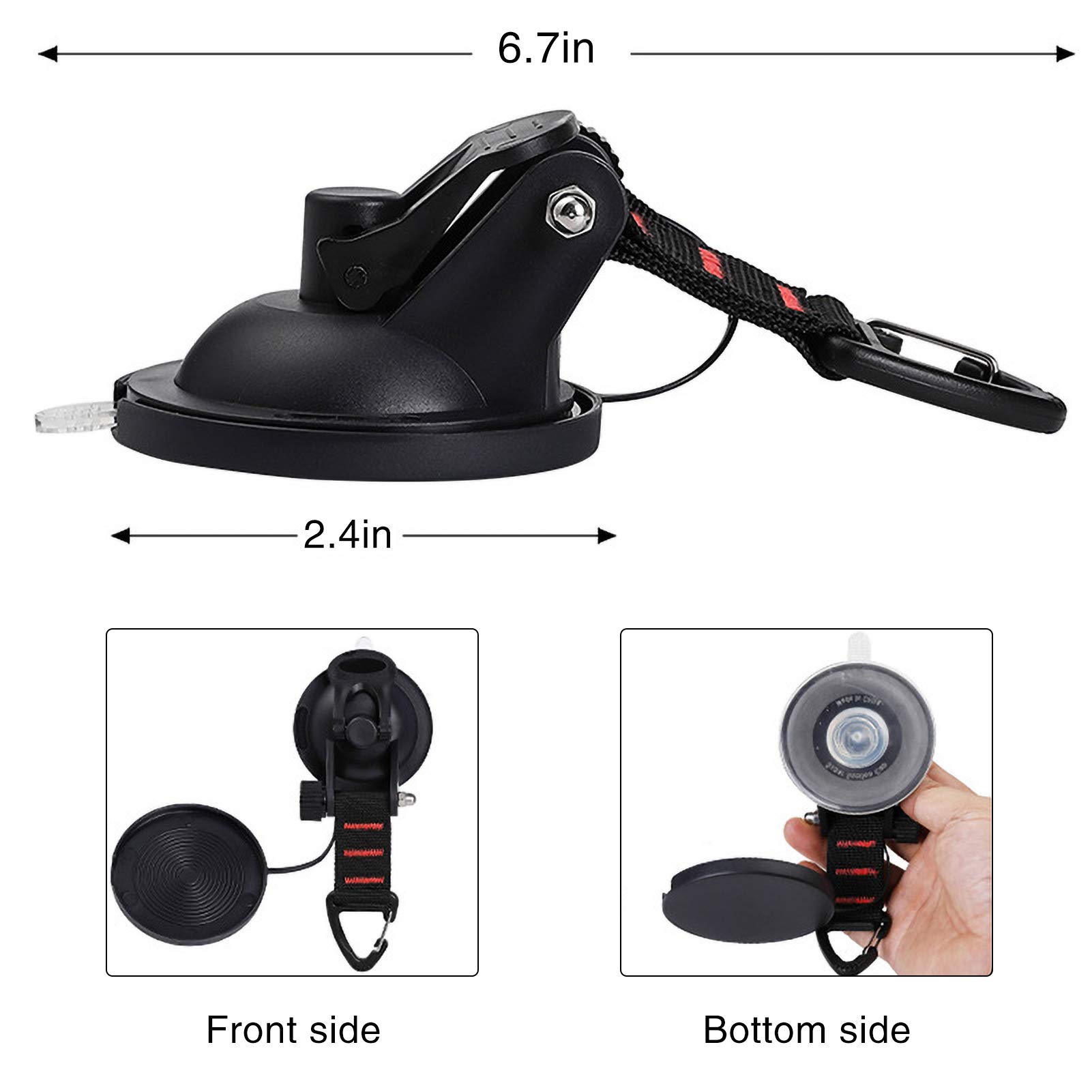 CONBOLA Heavy Duty Suction Cups 2 Pieces with Hooks Upgraded Car Camping Tie Down Suction Cup Camping Tarp Accessory with Securi