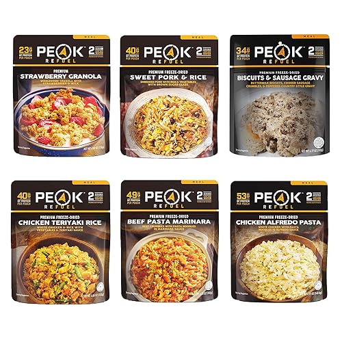 Peak Refuel Variety Meal Kit | 239g Protein | 4920 Calories | 100% Real Meat | Premium Freeze Dried Backpacking & Camping Food |