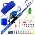 WIDDEN Kids Fishing Pole Full Kits Portable Telescopic Kids Fishing Rod and  Reel Combos with Tackle Box, Travel Bag for Girls, B