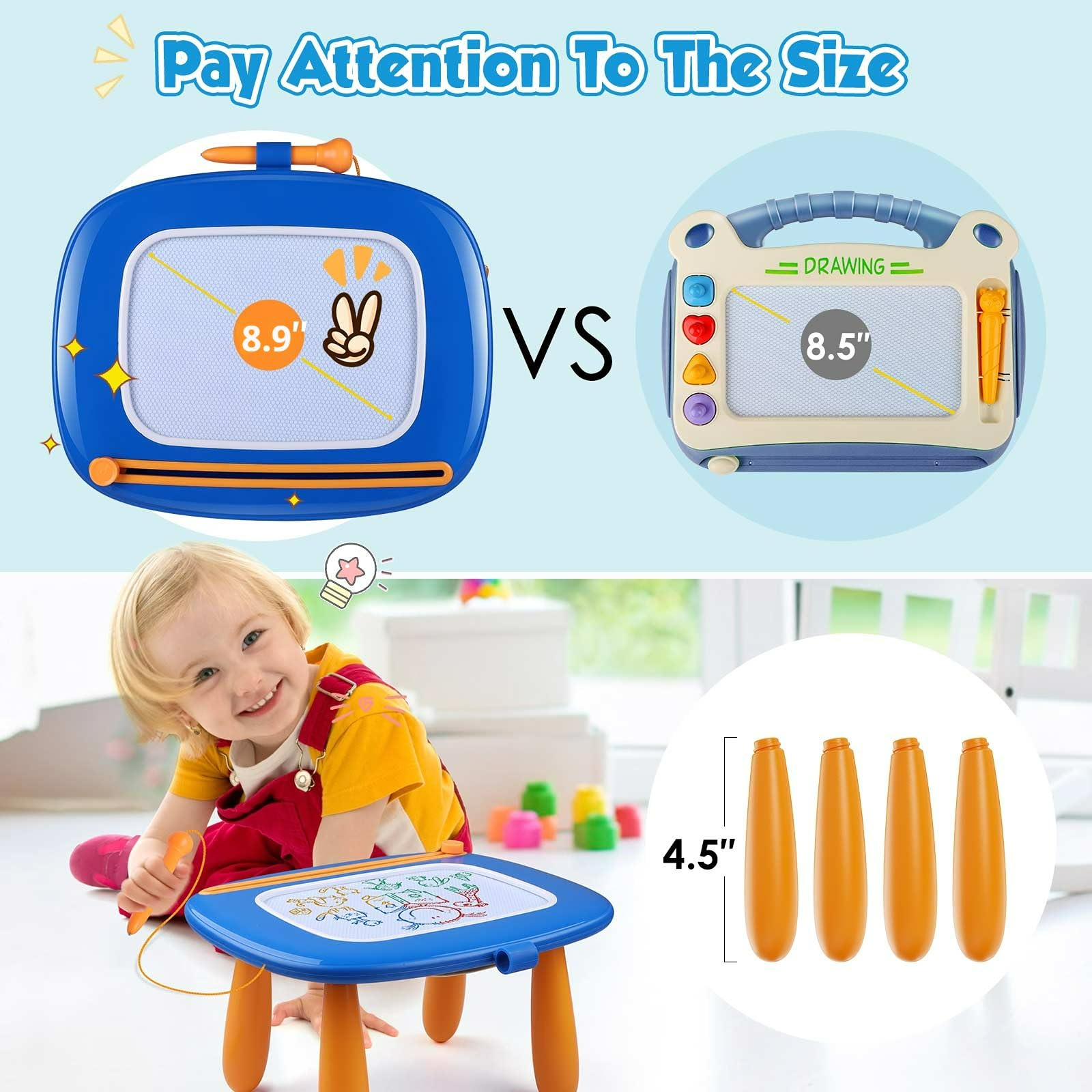 Smasiagon Toddler Girl Boy Toys for 1 2 3 Year Old Girls Boys Magnetic Drawing Board Educational Learning Toys for 18 Month Old