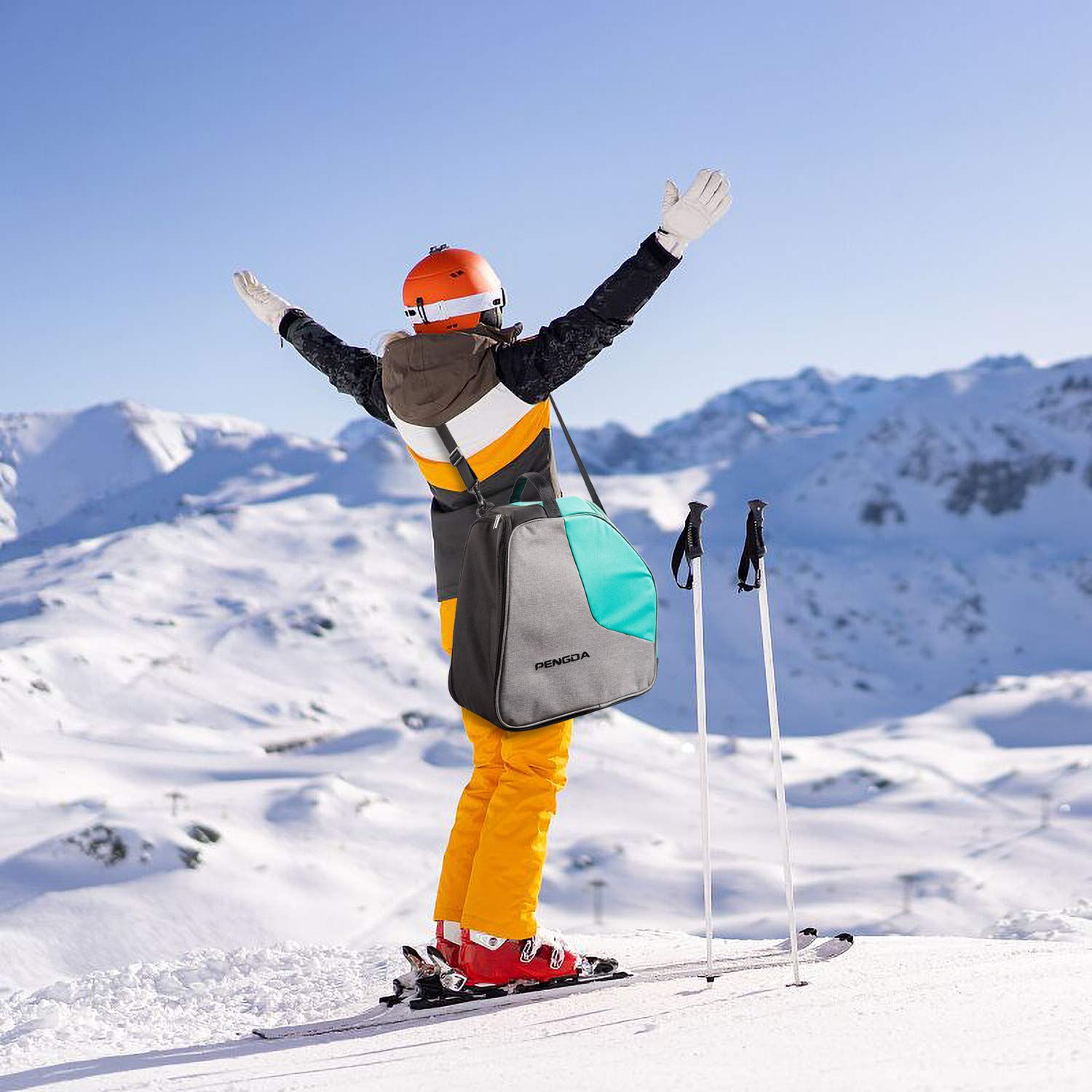 PENGDA Ski Boot Bag -Ski Boots Snowboard Boots Bag Waterproof Travel Boot Bag for Ski Helmets, Goggles, Gloves, Ski Apparel & Bo
