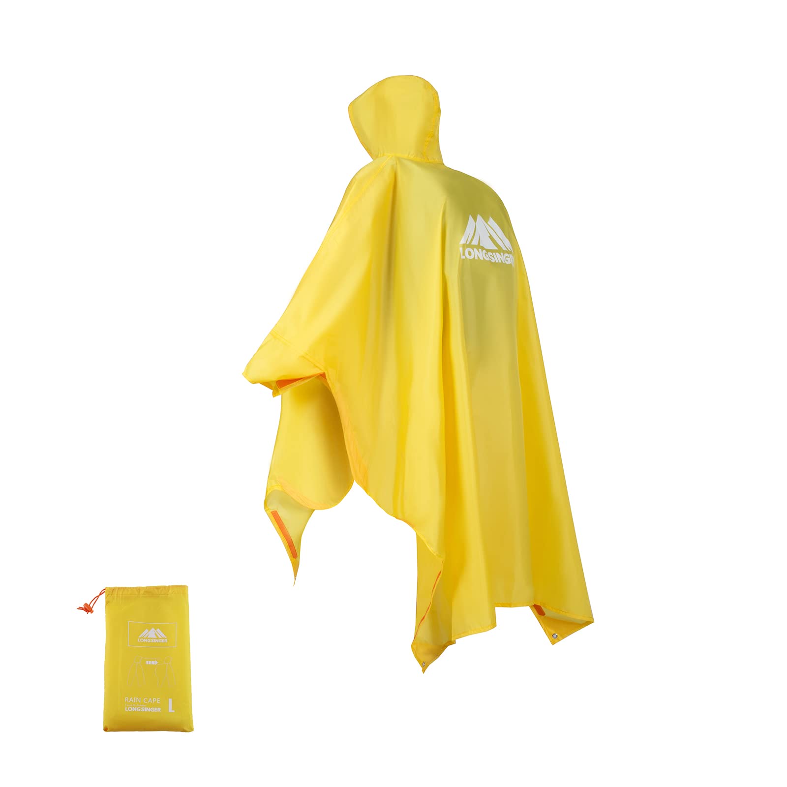 longsinger Rain Ponchos for Adults, Waterproof Rain Poncho with Hood and Arms for Hiking, Hunting, Outdoor, Golden