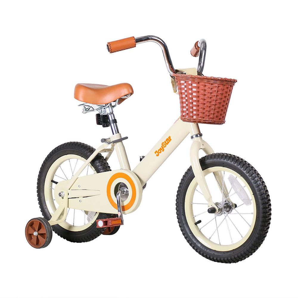 JOYSTAR Girls Bike, Retro 14 Inch Kids Bikes with Training Wheels & Basket, Vintage Kids Bicycle for Toddler of 3-5 Years Old Gi
