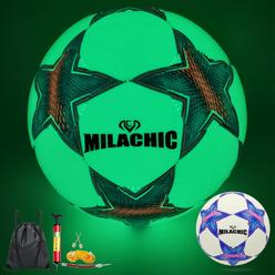 MILACHIC Soccer Ball, Glow in The Dark Soccer Ball Size 4 Glowing Soccer Gifts for Boys, Girls, Men, Women Indoor-Outdoor Soccer